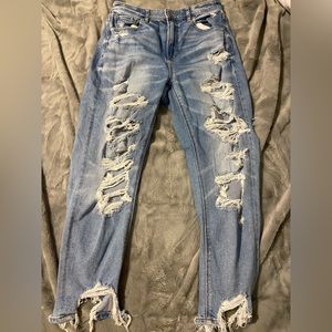 size 8 short american eagle high rise stretch mom jeans